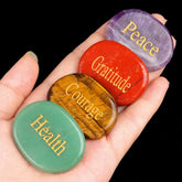 Natural Palm Stones with Inspirational Words | engraved worry stones for healing - Auratract